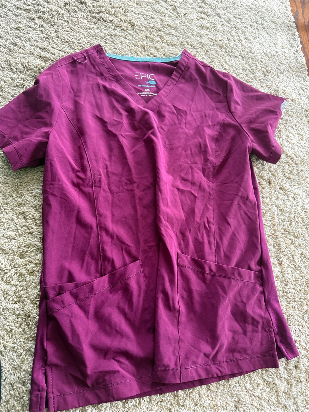 EPIC by Cherokee V-Neck Scrub Top in Berry